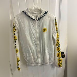 Large Sunflower and Checkered Windbreaker
